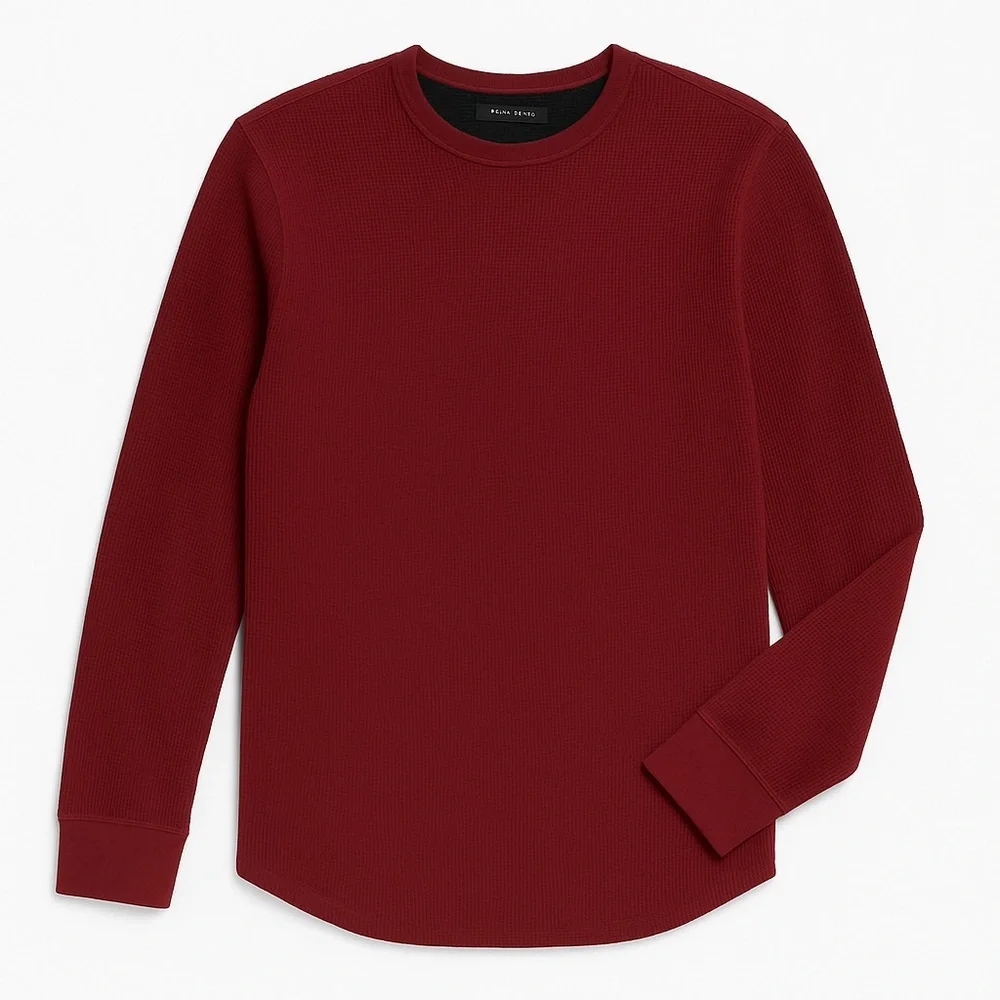 Banana Republic Burgundy Waffle Knit‎ Long Sleeve Thermal Shirt XL